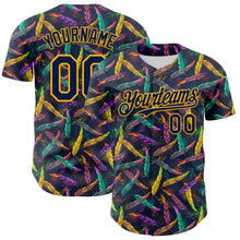 Загрузить изображение в средство просмотра галереи, Custom Navy Gold 3D Pattern Design Mardi Gras Shrove Tuesday Authentic Baseball Jersey