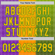 Загрузить изображение в средство просмотра галереи, Custom Purple Gold-Grass Green 3D Pattern Design Mardi Gras Shrove Tuesday Authentic Baseball Jersey