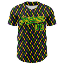Загрузить изображение в средство просмотра галереи, Custom Black Grass Green-Yellow 3D Pattern Design Mardi Gras Shrove Tuesday Authentic Baseball Jersey