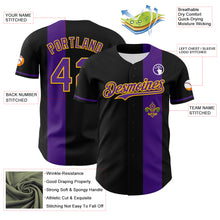 Загрузить изображение в средство просмотра галереи, Custom Black Purple-Gold 3D Pattern Design Mardi Gras Shrove Tuesday Authentic Baseball Jersey