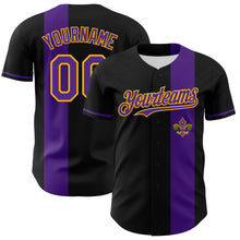 Загрузить изображение в средство просмотра галереи, Custom Black Purple-Gold 3D Pattern Design Mardi Gras Shrove Tuesday Authentic Baseball Jersey