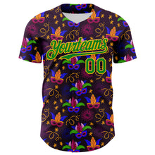 Загрузить изображение в средство просмотра галереи, Custom Purple Grass Green-Gold 3D Pattern Design Mardi Gras Shrove Tuesday Authentic Baseball Jersey