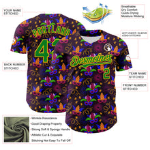 Загрузить изображение в средство просмотра галереи, Custom Purple Grass Green-Gold 3D Pattern Design Mardi Gras Shrove Tuesday Authentic Baseball Jersey