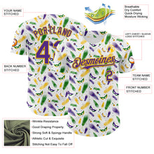 Загрузить изображение в средство просмотра галереи, Custom White Purple-Yellow 3D Pattern Design Mardi Gras Shrove Tuesday Authentic Baseball Jersey