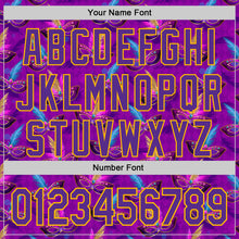 Загрузить изображение в средство просмотра галереи, Custom Purple Gold 3D Pattern Design Mardi Gras Shrove Tuesday Authentic Baseball Jersey