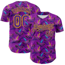 Загрузить изображение в средство просмотра галереи, Custom Purple Gold 3D Pattern Design Mardi Gras Shrove Tuesday Authentic Baseball Jersey
