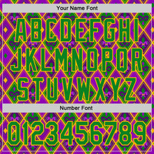 Загрузить изображение в средство просмотра галереи, Custom Purple Grass Green-Gold 3D Pattern Design Mardi Gras Shrove Tuesday Authentic Baseball Jersey