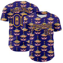 Загрузить изображение в средство просмотра галереи, Custom Dark Purple Gold 3D Pattern Design Mardi Gras Shrove Tuesday Authentic Baseball Jersey