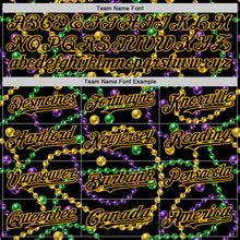 Загрузить изображение в средство просмотра галереи, Custom Black Gold 3D Pattern Design Mardi Gras Shrove Tuesday Authentic Baseball Jersey