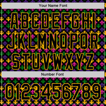 Загрузить изображение в средство просмотра галереи, Custom Black Gold 3D Pattern Design Mardi Gras Shrove Tuesday Authentic Baseball Jersey