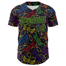 Загрузить изображение в средство просмотра галереи, Custom Purple Black-Aurora Green 3D Pattern Design Mardi Gras Shrove Tuesday Authentic Baseball Jersey