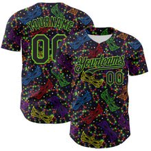 Загрузить изображение в средство просмотра галереи, Custom Purple Black-Aurora Green 3D Pattern Design Mardi Gras Shrove Tuesday Authentic Baseball Jersey