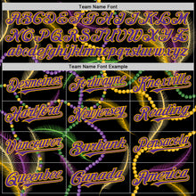 Загрузить изображение в средство просмотра галереи, Custom Black Purple-Gold 3D Pattern Design Mardi Gras Shrove Tuesday Authentic Baseball Jersey