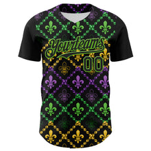 Загрузить изображение в средство просмотра галереи, Custom Black Aurora Green 3D Pattern Design Mardi Gras Shrove Tuesday Authentic Baseball Jersey