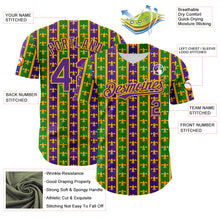 Загрузить изображение в средство просмотра галереи, Custom Green Purple-Gold 3D Pattern Design Mardi Gras Shrove Tuesday Authentic Baseball Jersey