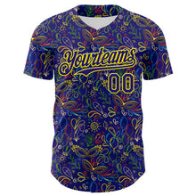 Загрузить изображение в средство просмотра галереи, Custom Dark Purple Light Yellow 3D Pattern Design Mardi Gras Shrove Tuesday Authentic Baseball Jersey