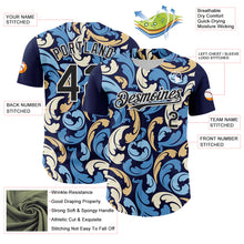 Загрузить изображение в средство просмотра галереи, Custom Navy Black-White 3D Pattern Design Burner Costumes Floral Grunge Authentic Baseball Jersey