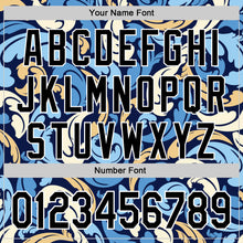 Загрузить изображение в средство просмотра галереи, Custom Navy Black-White 3D Pattern Design Burner Costumes Floral Grunge Authentic Baseball Jersey