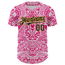 Загрузить изображение в средство просмотра галереи, Custom Hot Pink Navy-Gold 3D Pattern Design Burner Costumes Ethnic Floral Authentic Baseball Jersey