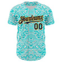 Загрузить изображение в средство просмотра галереи, Custom Ice Blue Navy-Gold 3D Pattern Design Burner Costumes Tribal Tattoo Authentic Baseball Jersey