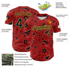Загрузить изображение в средство просмотра галереи, Custom Red Navy-Gold 3D Pattern Design Burner Costumes Paisley Bandana Authentic Baseball Jersey