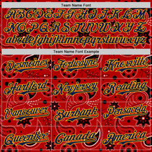 Загрузить изображение в средство просмотра галереи, Custom Red Navy-Gold 3D Pattern Design Burner Costumes Paisley Bandana Authentic Baseball Jersey