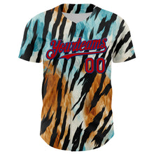 Load image into Gallery viewer, Custom Black Red-Royal 3D Pattern Design Burner Costumes Zebra Print Authentic Baseball Jersey
