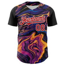 Загрузить изображение в средство просмотра галереи, Custom Purple Red-White 3D Pattern Design Burner Costumes Lava Authentic Baseball Jersey