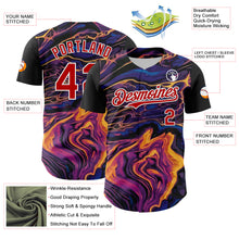 Загрузить изображение в средство просмотра галереи, Custom Purple Red-White 3D Pattern Design Burner Costumes Lava Authentic Baseball Jersey