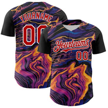 Загрузить изображение в средство просмотра галереи, Custom Purple Red-White 3D Pattern Design Burner Costumes Lava Authentic Baseball Jersey