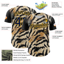 Загрузить изображение в средство просмотра галереи, Custom Black Navy-Gold 3D Pattern Design Burner Costumes Tiger Print Authentic Baseball Jersey