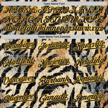 Загрузить изображение в средство просмотра галереи, Custom Black Navy-Gold 3D Pattern Design Burner Costumes Tiger Print Authentic Baseball Jersey