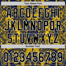 Загрузить изображение в средство просмотра галереи, Custom Navy Black Yellow-White 3D Pattern Design Burner Costumes Paisley Authentic Baseball Jersey