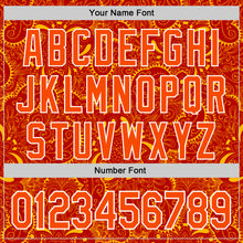 Load image into Gallery viewer, Custom Red Orange Gold-White 3D Pattern Design Burner Costumes Paisley Authentic Baseball Jersey