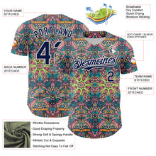 Load image into Gallery viewer, Custom Green Navy-White 3D Pattern Design Burner Costumes Psychedelic Authentic Baseball Jersey