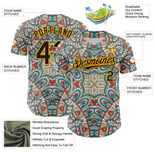 Загрузить изображение в средство просмотра галереи, Custom Green Brown-Yellow 3D Pattern Design Burner Costumes Exotic Authentic Baseball Jersey