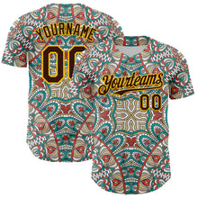 Загрузить изображение в средство просмотра галереи, Custom Green Brown-Yellow 3D Pattern Design Burner Costumes Exotic Authentic Baseball Jersey