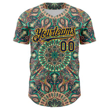 Загрузить изображение в средство просмотра галереи, Custom Green Navy-Gold 3D Pattern Design Burner Costumes Psychedelic Authentic Baseball Jersey