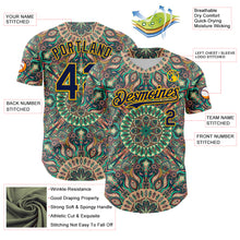 Загрузить изображение в средство просмотра галереи, Custom Green Navy-Gold 3D Pattern Design Burner Costumes Psychedelic Authentic Baseball Jersey