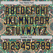 Загрузить изображение в средство просмотра галереи, Custom Green Navy-Gold 3D Pattern Design Burner Costumes Psychedelic Authentic Baseball Jersey