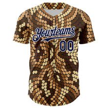 Загрузить изображение в средство просмотра галереи, Custom Brown Navy-White 3D Pattern Design Burner Costumes Snake Print Authentic Baseball Jersey