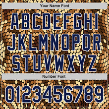 Загрузить изображение в средство просмотра галереи, Custom Brown Navy-White 3D Pattern Design Burner Costumes Snake Print Authentic Baseball Jersey