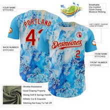Загрузить изображение в средство просмотра галереи, Custom Sky Blue Red-Cream 3D Pattern Design Burner Costumes Paisley Bandana Authentic Baseball Jersey