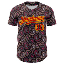 Charger l'image dans la galerie, Custom Brown Red-Gold 3D Pattern Design Burner Costumes Paisley Bandana Authentic Baseball Jersey