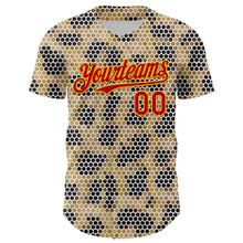Load image into Gallery viewer, Custom Cream Red-Gold 3D Pattern Design Burner Costumes Leopard Mosaic Authentic Baseball Jersey
