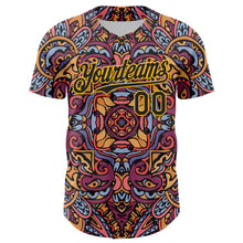 Загрузить изображение в средство просмотра галереи, Custom Purple Black-Gold 3D Pattern Design Burner Costumes Exotic Authentic Baseball Jersey