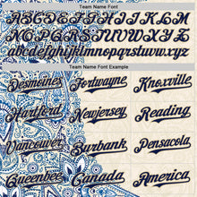 Charger l'image dans la galerie, Custom Cream Navy Royal-Vegas Gold 3D Pattern Design Burner Costumes Paisley Authentic Baseball Jersey