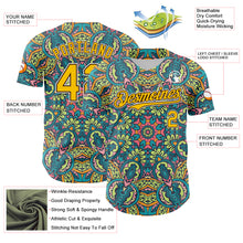 Load image into Gallery viewer, Custom Green Yellow Brown-White 3D Pattern Design Burner Costumes Exotic Authentic Baseball Jersey