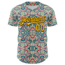 Загрузить изображение в средство просмотра галереи, Custom Green Yellow-Brown 3D Pattern Design Burner Costumes Exotic Authentic Baseball Jersey