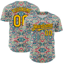 Загрузить изображение в средство просмотра галереи, Custom Green Yellow-Brown 3D Pattern Design Burner Costumes Exotic Authentic Baseball Jersey